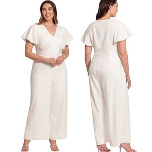 Maggy London Woman Kennedy Ivory Jumpsuit 14W (1X)